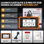 LAUNCH X431 Elite 2.0 – diagnostična naprava za Honda in Acura, komplet z OBD2 kablom in priročnikom